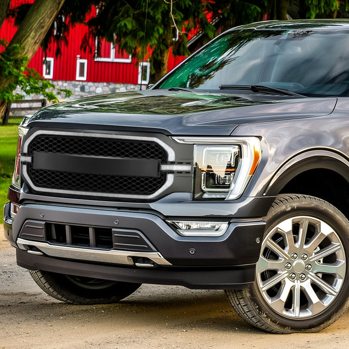 LED DRL Turn Signal Switchback Front Grille <br>21-23 Ford F-150