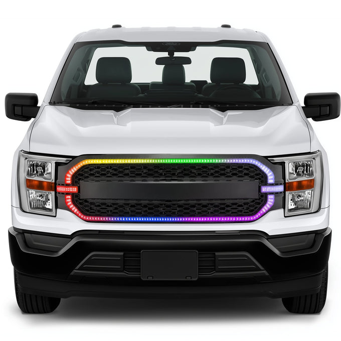 LED DRL Turn Signal Switchback Front Grille <br>21-23 Ford F-150