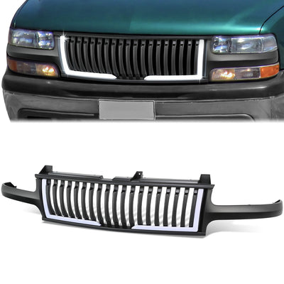 Front Grille Vertical Slat Fence W/LED DRL <br> 99-02 Chevry Silverado / Suburban 1500 2500 LD