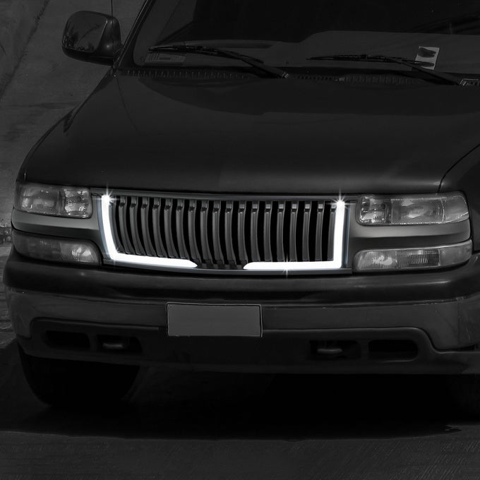 Front Grille Vertical Slat Fence W/LED DRL <br> 99-02 Chevry Silverado / Suburban 1500 2500 LD