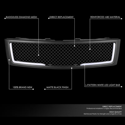 Diamond Mesh LED DRL Front Grille <br>07-13 Chevy Silverado 1500