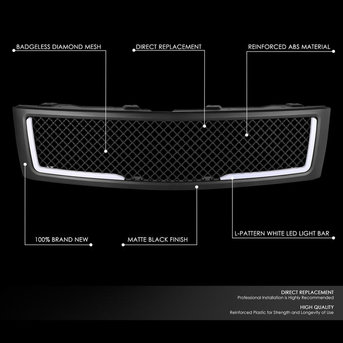 Diamond Mesh LED DRL Front Grille <br>07-13 Chevy Silverado 1500