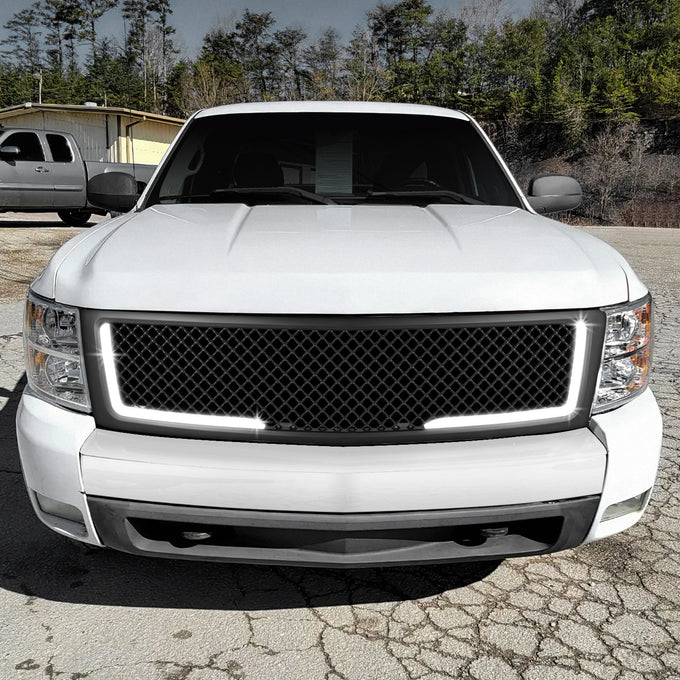 Diamond Mesh LED DRL Front Grille <br>07-13 Chevy Silverado 1500