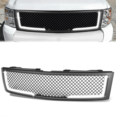 Diamond Mesh LED DRL Front Grille <br>07-13 Chevy Silverado 1500