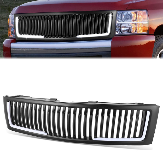 Vertical Fence Font Bumper Grilles w/LED Light Bar <br>07-13 Chevrolet Silverado 1500