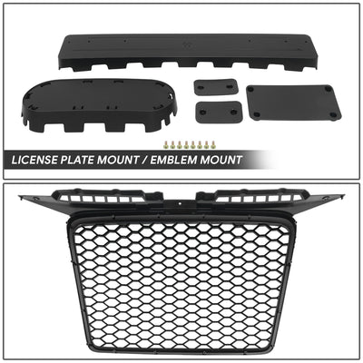 Black RS Style Front Grille w/ License Plate Mount<br>06-08 Audi A3, A3 Quattro