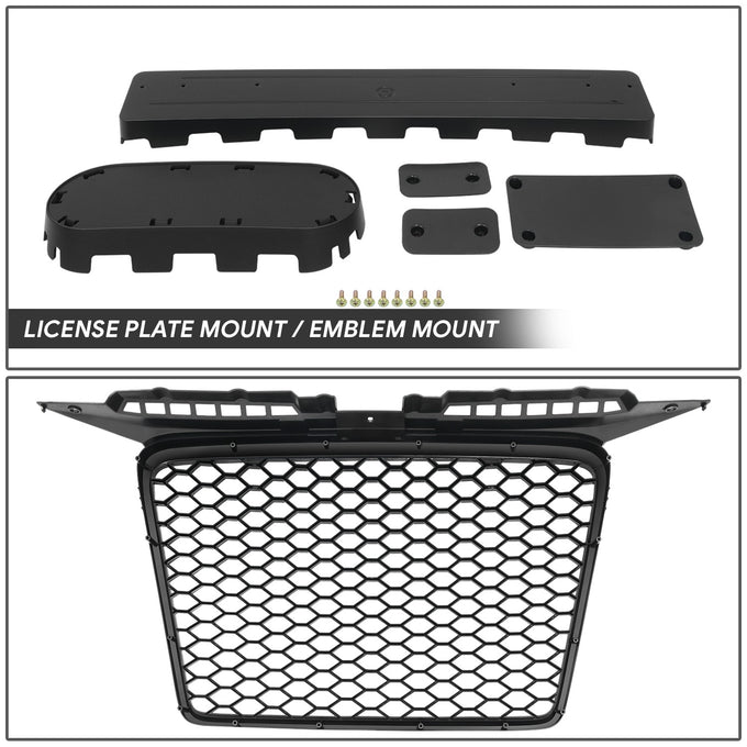 Black RS Style Front Grille w/ License Plate Mount<br>06-08 Audi A3, A3 Quattro