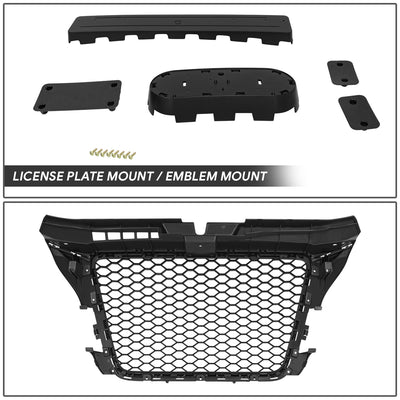 Black RS Style Front Grille w/o Parking Sensor Holes<br>09-13 Audi A3, A3 Quattro