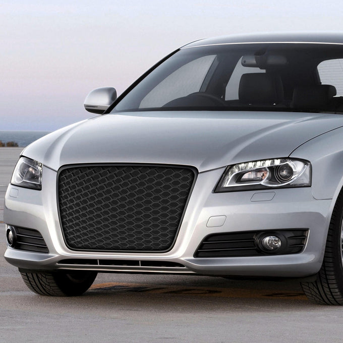 Black RS Style Front Grille w/o Parking Sensor Holes<br>09-13 Audi A3, A3 Quattro
