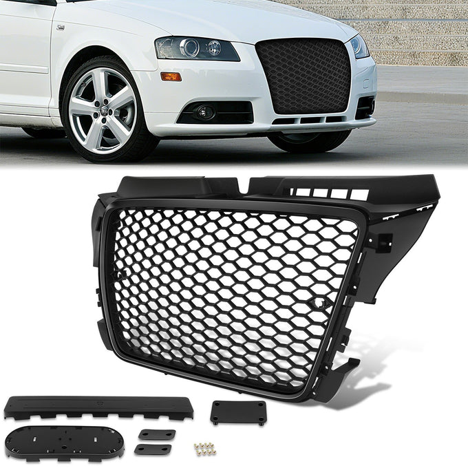 RS4 Style Front Mesh Grille w/ Parking Sensor Holes <br>09-13 Audi A3