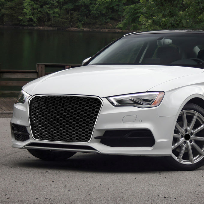 RS3 Front Grille Assembly w/ Parking Sensor Holes <br>14-16 Audi A3 Quattro S3