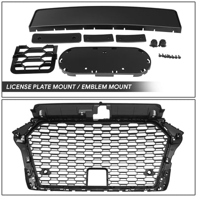 Front Mesh Grille w/ Parking Sensor Holes & Bracket <br>17-20 Audi A3
