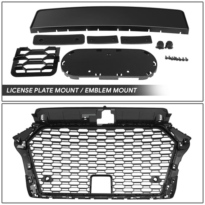 Front Mesh Grille w/ Parking Sensor Holes & Bracket <br>17-20 Audi A3