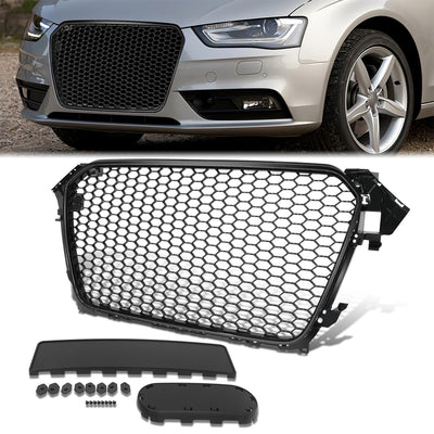 RS4 Honeycomb Mesh Front Grille Assembly w/o Sensor Holes <br>13-16 Audi A4