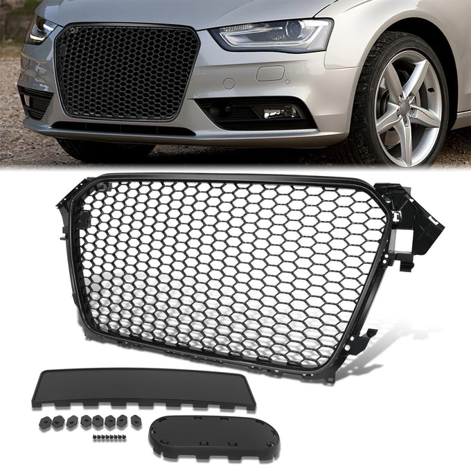 RS4 Honeycomb Mesh Front Grille Assembly w/o Sensor Holes <br>13-16 Audi A4