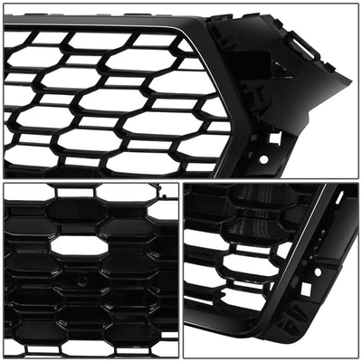 Black RS4 Style Front Grille w/ Camera Bracket<br>17-19 Audi A4 Quattro S4