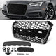 RS4 Front Mesh Grille Assembly w/o Sensor Holes <br>17-19 Audi A4 Quattro S4