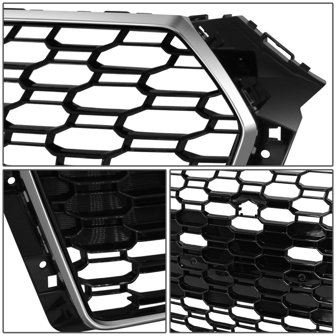 RS4 Front Mesh Grille Assembly w/o Sensor Holes <br>17-19 Audi A4 Quattro S4