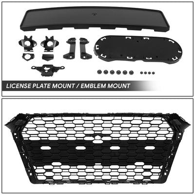 RS4 Front Mesh Grille Assembly w/o Sensor Holes <br>17-19 Audi A4 Quattro S4
