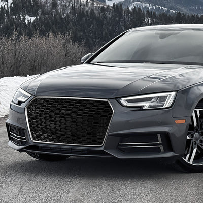 RS4 Front Mesh Grille Assembly w/o Sensor Holes <br>17-19 Audi A4 Quattro S4