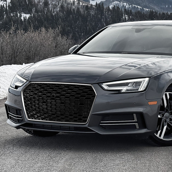 RS4 Front Mesh Grille Assembly w/o Sensor Holes <br>17-19 Audi A4 Quattro S4