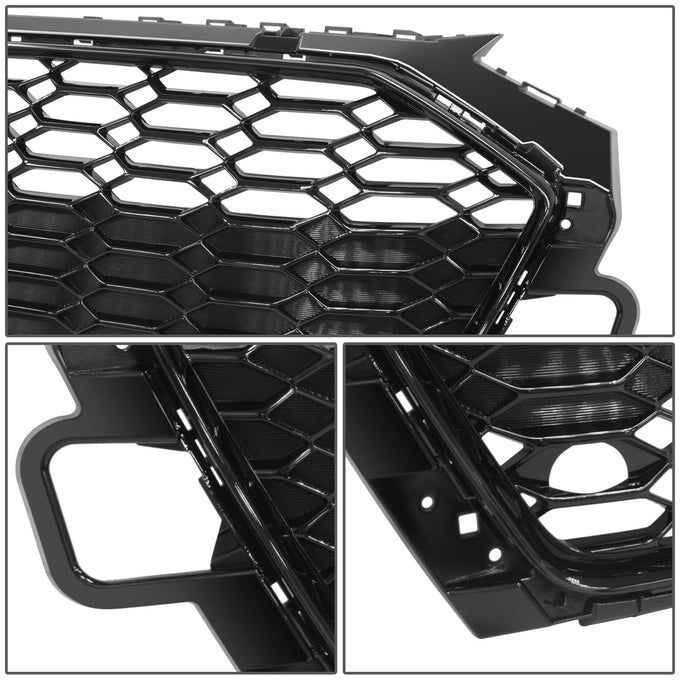 Black RS4 Style Front Grille w/ License Plate Mount<br>20-22 Audi A4 Quattro S4