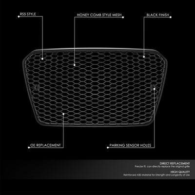 Factory Style RS5 Grille w/ Emblem Mount<br>13-16 Audi A5, S5