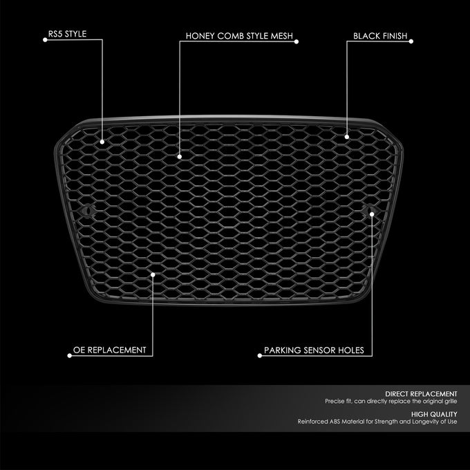 Factory Style RS5 Grille w/ Emblem Mount<br>13-16 Audi A5, S5