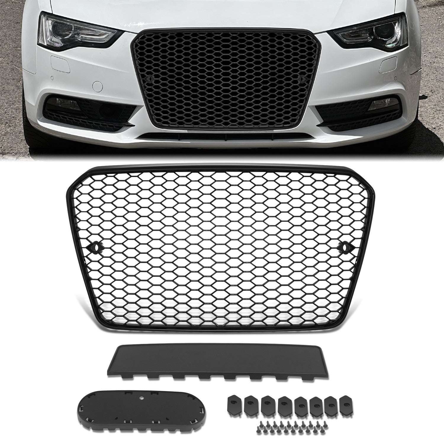 Factory Style RS5 Grille w/ Emblem Mount<br>13-16 Audi A5, S5
