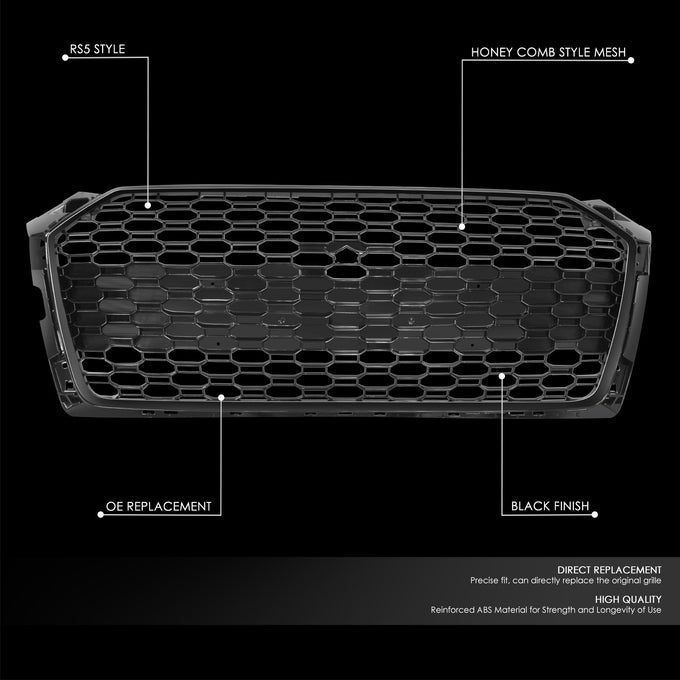 Factory Style RS5 Grille w/ Emblem Mount<br>17-19 Audi A5, S5