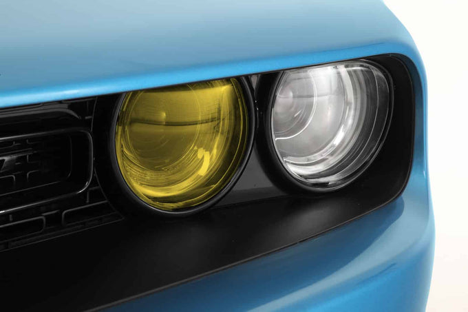 4 Pc Headlight Covers Transparent Yellow and Clear <br>15-23 Dodge Challenger