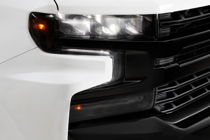 6 Pc Carbon Fiber Look Headlight Cover <br>19-22 Chevy Silverado 1500