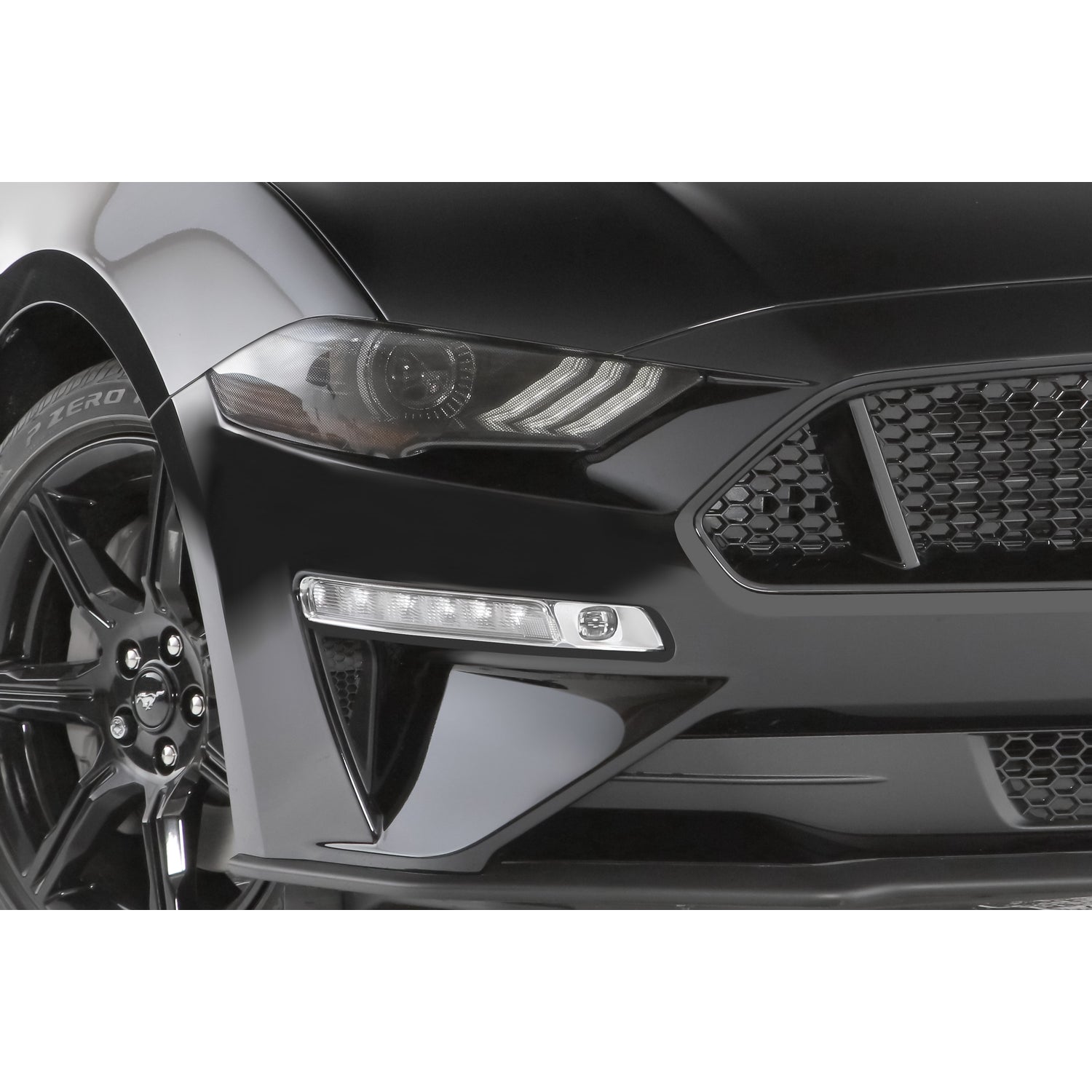 Carbon Fiber Look Headlight Cover <br>18-23 Ford Mustang