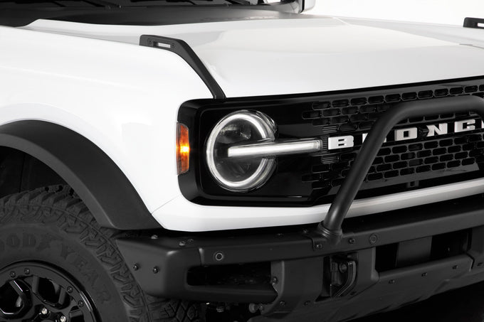 4 Pc Carbon Fiber Look Headlight Cover Kit <br>19-24 Ford Bronco