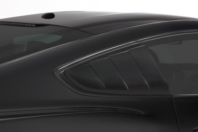 Smoke Louvered Quarter Window Covers <br>15-23 Ford Mustang