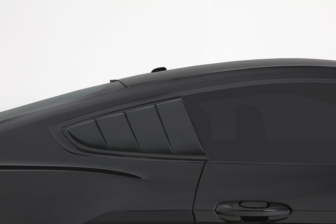 Carbon Fiber Look Louvered Quarter Window Covers <br>15-23 Ford Mustang