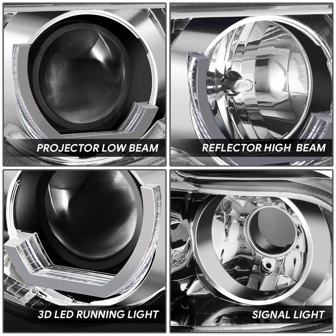 Chrome Housing LED U-Halo Projector Headlight <br>95-01 BMW E38 740i 740iL 750iL