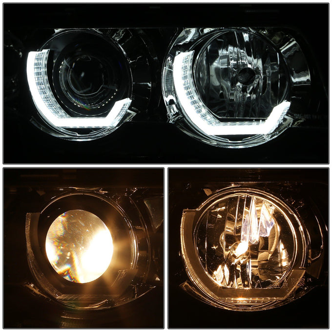 Chrome Housing LED U-Halo Projector Headlight <br>95-01 BMW E38 740i 740iL 750iL