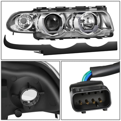 Chrome Housing LED U-Halo Projector Headlight <br>95-01 BMW E38 740i 740iL 750iL