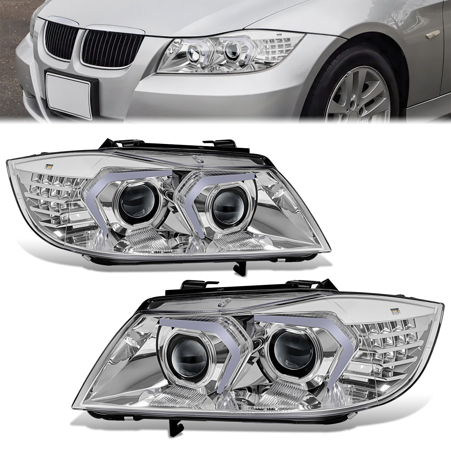 3D Halo LED Projector Switchback Headlights <br>05-08 BMW 323I 325I 328I