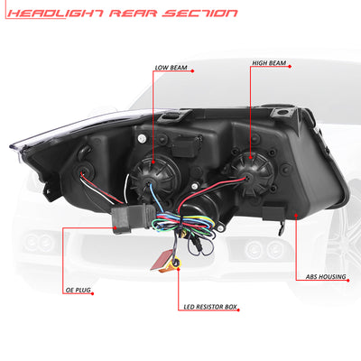 3D LED DRL Switchback Halo Projector Headlights<br>05-08 BMW 3-Series E90 4-Door Sedan