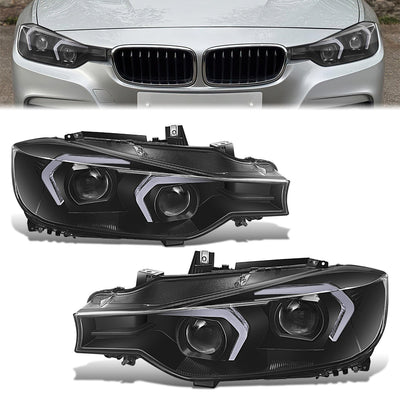 LED Switchback Projector Black Headlight <br>12-15 BMW 320i 328d 328i 335i Sedan