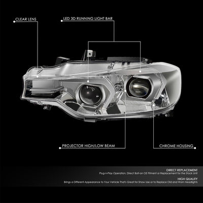LED Switchback Projector Headlight <br>12-15 BMW F30 320i 328d 328i 335i Sedan