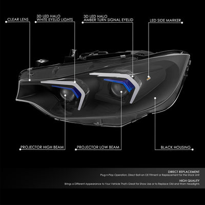 3D Halo LED Projector Headlights <br>14-16 BMW 428I, 17-20 430I, 440I