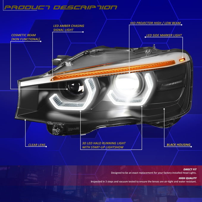 Start-Up 3D LED DRL Sequential Projector Headlights <br> 15-18 BMW X3 X4