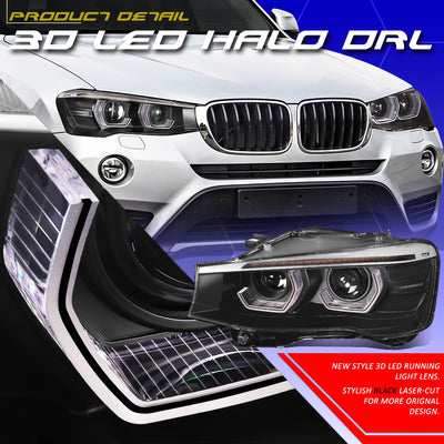Start-Up 3D LED DRL Sequential Projector Headlights <br> 15-18 BMW X3 X4