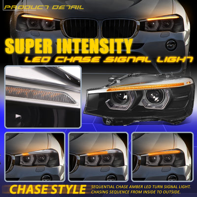 Start-Up 3D LED DRL Sequential Projector Headlights <br> 15-18 BMW X3 X4