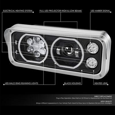 LED Halo Ring DRL Projector Headlights <br> 18-23 Volvo VNL 300 400 740 760 860 VNR 400