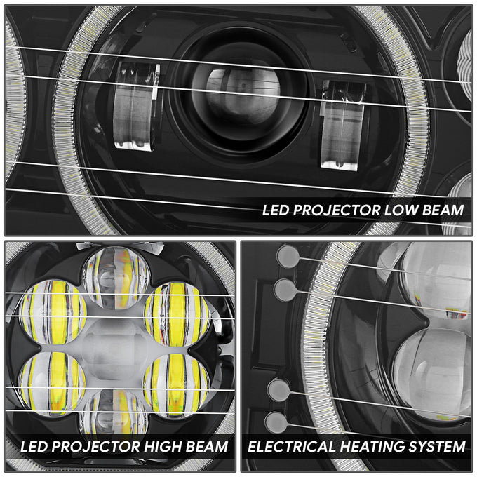 LED Halo Ring DRL Projector Headlights <br> 18-23 Volvo VNL 300 400 740 760 860 VNR 400