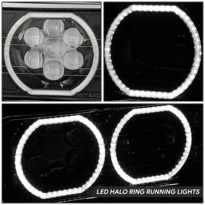LED Halo Ring DRL Projector Headlights <br> 18-23 Volvo VNL 300 400 740 760 860 VNR 400